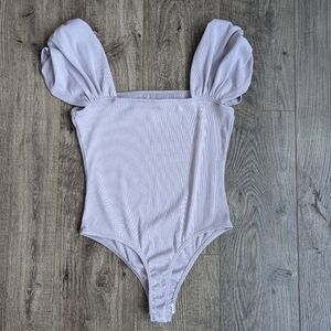 🌟SALE🌟 Saints & Hearts Pastel Purple Ribbed Bodysuit Puffed Sleeves